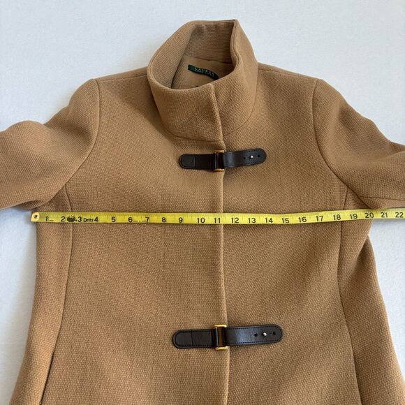 Ralph Lauren Buckle-Front Wool Blend Coat Women's 8 Camel Tan Preppy Classic - Picture 6 of 10